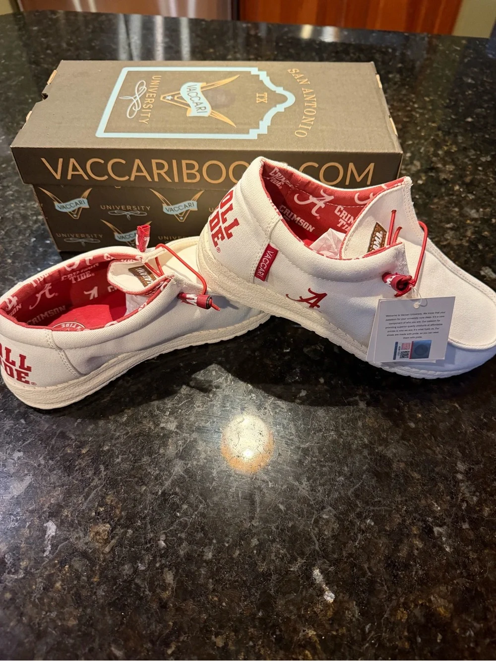 Vaccari Alabama White & Red Slip-On Athletic Shoes Roll Tide